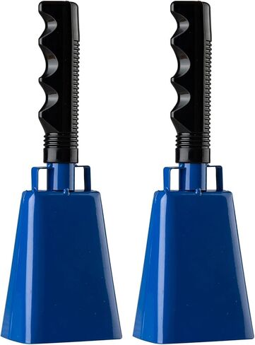 Steel Cowbell with Handle 8 Inch Cow Bells Noise Makers, 2 Pack Large Cowbells for Sporting Events, Hand Percussion Cowbells Cheering Bell for Football Game Party Concert Graduation School (White) in Saudi Arabia