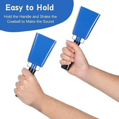 Steel Cowbell with Handle 8 Inch Cow Bells Noise Makers, 2 Pack Large Cowbells for Sporting Events, Hand Percussion Cowbells Cheering Bell for Football Game Party Concert Graduation School (White) in Saudi Arabia