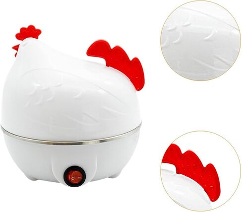 Electric Egg Cooker Egg Poacher Steaming or Boiling Portable Egg Boiler Egg Steamer for Kitchen Tools Home Steamed Egg Cook, white in Kuwait