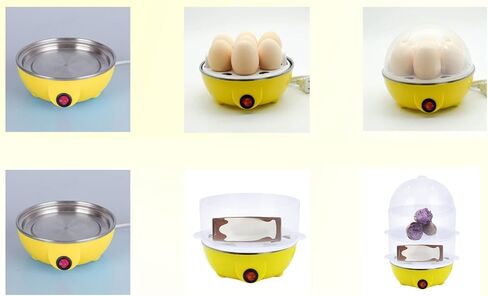Electric Egg Cooker Egg Poacher Steaming or Boiling Portable Egg Boiler Egg Steamer for Kitchen Tools Home Steamed Egg Cook, white in Kuwait