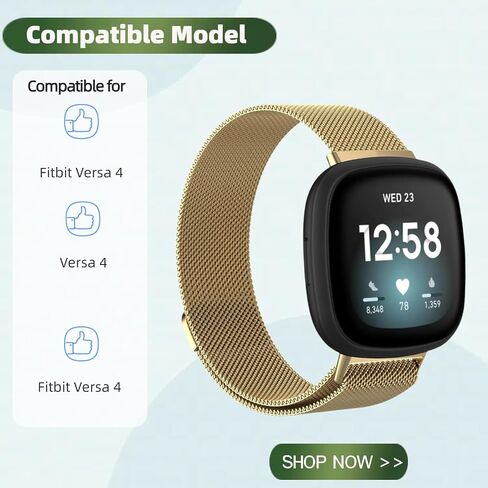 Compatible with Fitbit Versa 4 Band with Case, Metal Breathable Mesh Strap with Magnetic Clasp TPU Protective Bumper for Men Women in Saudi Arabia