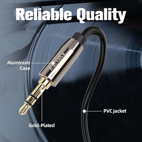 3.5mm to 6.35mm Aux Stereo Audio Extension Cable, 6.35 1/4" Male to 3.5 1/8" Male TRS Stereo Audio Cable for Guitar, Headphone, Home Theater Devices, Smartphones, Gold Plated Connectors(15ft/1pk) in Kuwait