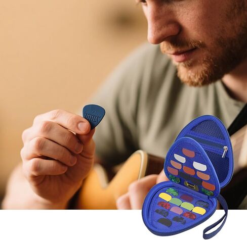 Guitar Picks Holder Case for Acoustic Electric Guitar Holds Over 39 Packs, Variety Pack Bass Picks Storage Pouch Organizer, Guitar Plectrums Bag with Mesh Pocket for Other Accessories (Box Only) in Saudi Arabia