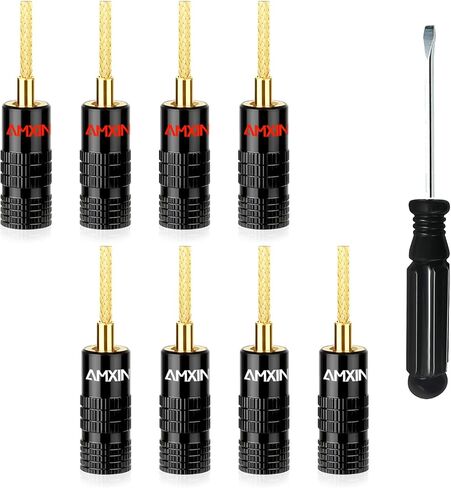 Flex Pin Banana Plugs for Spring Loaded Speaker Terminals, 4 Pairs / 8 Pieces Gold Plated Plugs for Speaker Wire, Wall Plate, Home Theater, Audio/Video Receiver, and Sound Systems in Saudi Arabia