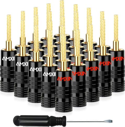 Flex Pin Banana Plugs for Spring Loaded Speaker Terminals, 4 Pairs / 8 Pieces Gold Plated Plugs for Speaker Wire, Wall Plate, Home Theater, Audio/Video Receiver, and Sound Systems in Saudi Arabia