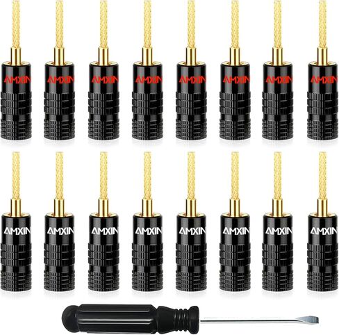 Flex Pin Banana Plugs for Spring Loaded Speaker Terminals, 4 Pairs / 8 Pieces Gold Plated Plugs for Speaker Wire, Wall Plate, Home Theater, Audio/Video Receiver, and Sound Systems in Saudi Arabia