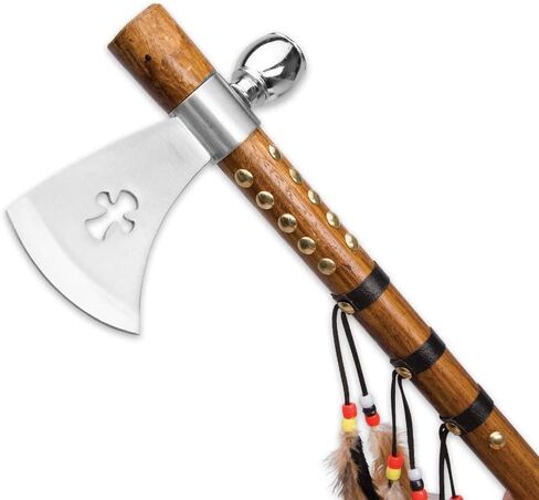 Snake Eye Tactical Native American Peace Pipe Tomahawk Axe 18.75-Inches Overall Length (Brown with Feather) in Saudi Arabia