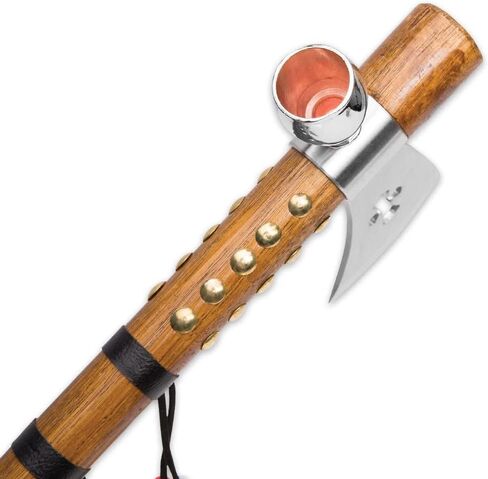 Snake Eye Tactical Native American Peace Pipe Tomahawk Axe 18.75-Inches Overall Length (Brown with Feather) in Saudi Arabia