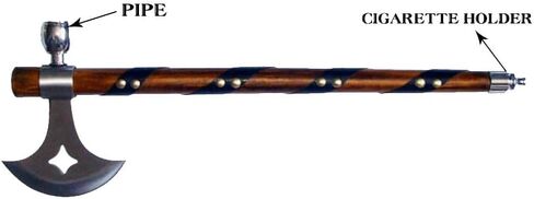 Snake Eye Tactical Native American Peace Pipe Tomahawk Axe 18.75-Inches Overall Length (Brown with Feather) in Saudi Arabia
