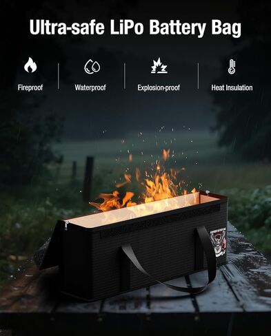 Fireproof Explosionproof Lipo Battery Safe Bag - Large Capacity Ebike Battery Storage Guard Pouch for Charging & Storage - Waterproof Protective Case for Ebike & Lithium Batteries(22x9x9.4 Inches) in Kuwait