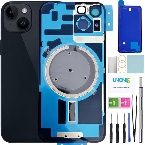 14 Back Glass Replacement for iPhone 14 Rear Back Cover Glass with Waterproof Frame and Camera Lens+Professional Repair Tool Kit (Midnight) in Saudi Arabia