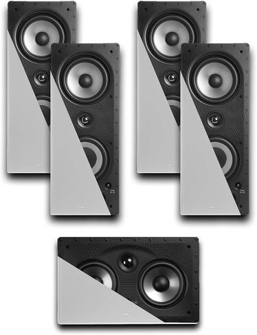 Polk Audio 265RT 3-Way In-Wall Speakers (4) & 255c-RT Center Channel Speaker | 5.1 Surround Sound | White, Paintable Grille in Saudi Arabia