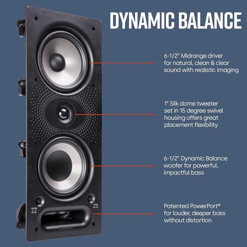 Polk Audio 265RT 3-Way In-Wall Speakers (4) & 255c-RT Center Channel Speaker | 5.1 Surround Sound | White, Paintable Grille in Saudi Arabia