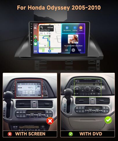 1G + 32G راديو ستيريو للسيارة Android لسيارة Honda Odyssey 2005-2010، شاشة لمس 10.1 بوصة تدعم نظام تحديد المواقع العالمي (GPS) والملاحة بلوتوث واي فاي مرآة رابط FM HiFi SWC ميكروفون كاميرا الرؤية الخلفية in Kuwait