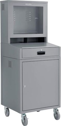 Global Industrial Mobile Security LCD Computer Cabinet Enclosure for 24" Diagonal Monitors, Steel Construction, Blue Powder Coat Finish, 24-1/2"W x 22-1/2"D x 62-3/4"H in Saudi Arabia