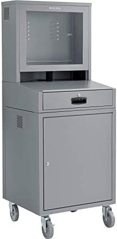 Global Industrial Mobile Security LCD Computer Cabinet Enclosure for 24" Diagonal Monitors, Steel Construction, Blue Powder Coat Finish, 24-1/2"W x 22-1/2"D x 62-3/4"H in Saudi Arabia