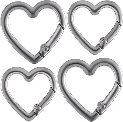 4pcs Heart Shaped Keychain Clip, Zinc Alloy Heavy Duty Heart Carabiner, Spring Snap Clasp Hook for Camping Hiking Fishing Traveling in Saudi Arabia