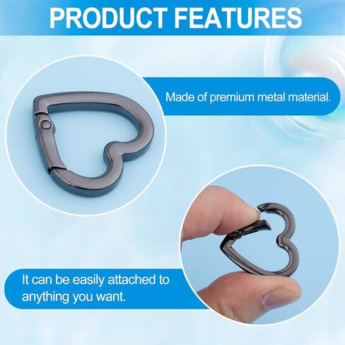 4pcs Heart Shaped Keychain Clip, Zinc Alloy Heavy Duty Heart Carabiner, Spring Snap Clasp Hook for Camping Hiking Fishing Traveling in Saudi Arabia