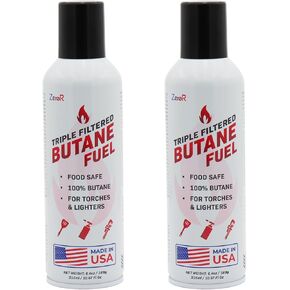 ZeroR® 100% Butane Fuel Refill | 10.67 fl oz 315ml | Made in USA | Butane Refill for Torch Lighter, Kitchen Torch, Refillable Lighters, 2 Cans