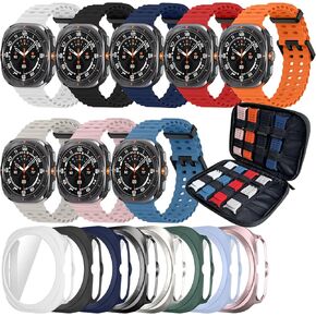 8 حزمة حزمة حزمة عصابة متوافقة مع Samsung Galaxy Watch Ultra 47 مم ، حزام قابل للتنفس قابل للتعديل والمنظم المناسب للياقة البدنية ، والبلى في الهواء الطلق ، وارتداء اليومية ، والرجال النساء