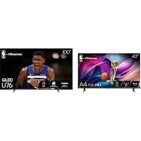 Bundle of Hisense 100-Inch Class U7 Series ULED 4K UHD Google Smart TV + Hisense 43" Class A4 Series FHD Smart Fire TV, Voice Remote with Alexa