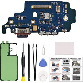 for Galaxy S21 Ultra 5G Charging Port Replacement US Version, Dock Charging Board Compatible with Samsung S21 Ultra 5G SM-BS908U/U1, Includes Instruction & Toolkit