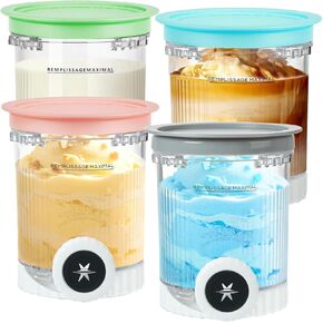 Containers Replacement for Ninja Swirl by CREAMi Pints and Lids - 2 Pack, Creami Swirl Pint Containers Compatible with NC700 NC701 Series Ninja Swirl Ice Cream & Soft Serve Makers, Grey Lids