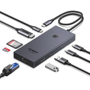 UGREEN Revodok Pro 9 in 1 USB C Hub Gigabit Ethernet Adapter 4K@60Hz HDMI, 100W PD Charging, USB A Data Ports, SD/TF Card Reader Compatible with Mac M1, M2, M3,M4, Steam Deck