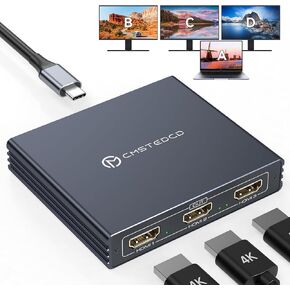 DisplayPort to HDMI Splitter for Multi Monitor Adapter,4K@60Hz DisplayPort Splitter 1 in 3 Out for 3 Monitor HDMI Support Extended Mode on Windows for DP 1.2 1.4 Devices