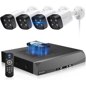 《𝟭𝟯𝟬°𝗪𝗶𝗱𝗲 𝗔𝗻𝗴𝗹𝗲 & 𝟮-𝗪𝗮𝘆 𝗔𝘂𝗱𝗶𝗼》Outdoor Security Camera System, 4K/8MP IP Wired Cameras, Video Surveillance Systems, Surveillance DVR Kits in Kuwait