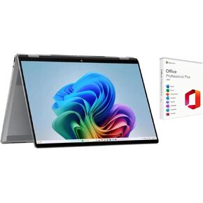 HP OmniBook X Flip 2-in-1 16" FHD+ Touch Screen Laptop |AMD Ryzen AI 5 340|AMD Radeon 840M | Copilot|Backlit|Meteor Silver| 16GB RAM DDR5 | 512GB SSD |Windows 11 Pro|Bundle with Microsoft Office 2021
