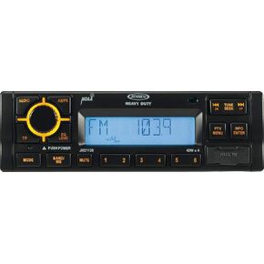 Jensen JHD1130B AM/FM/RBDS/WB Heavy Duty Radio, 40W x 4 Max Output Power, 12V DC Power System, Electronic AM/FM Tuner (US/Euro Selectable), RBDS with PTY Search, NOAA 7-Channel Weather Band (Renewed)