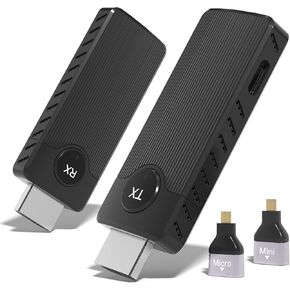 جهاز إرسال ومستقبل HDMI اللاسلكي - قوس و play 2.4g/5g اللاسلكي مجموعة موسع HDMI لدفق الفيديو والصوت من الكمبيوتر المحمول أو الكمبيوتر الشخصي أو مربع التلفزيون أو جهاز العرض إلى أي شاشة (أسود)