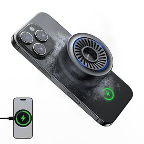 TELESIN Magnetic Phone Cooler for Gaming and Live Streaming - Fits Neck Phone Mount - Phone Cooling Fan Portable Phones Radiator for MagSafe - Supports Wireless Charging for iPhone/Android