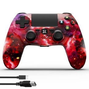 Kujian Wireless Controller for P-4, Adjustable RGB Light,1000mAh Battery, High Performance Gamepad Compatible with PS4/Slim/Pro/PC/MacOS/Android/iOS