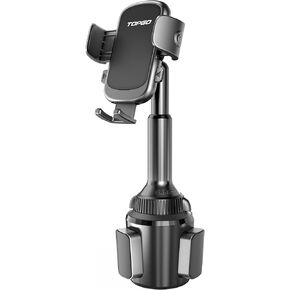 TOPGO Cup Holder Phone Mount, [Upgraded Adjustable Gooseneck & Firmly Stable] Cup Holder Phone Holder for Car, Cell Phone Automobile Cradles for iPhone 14, Samsung and More Smartphone(Black)