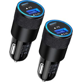 AILKIN 30W PD USB C Car Charger, USB Type C Fast Power Charging Block Dual Port USB A & USBC Plug Cargador Carro Lighter Adapter for iPhone, iPad, Samsung Galaxy, LG, Google Pixel, Moto, USB-C Port