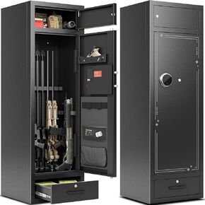 KAER Gun Safes for Rifle and Pistols 10-15 Gun Safe Large Capacity Gun Safes Multi-Function Gun Cabinet Sturdy Anti-Theft Gun Safe for Rifle Racks Magnetic Lamp(Unassembled)
