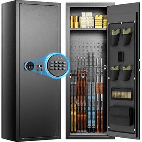 INTERGREAT 10-15 Rifle Gun Safe, Home Safes for Rifles and Pistols, Large Unassembled Rifle Safe with 3 Removable Gun Racks, Digital Gun Safe with 4 Pistol Pockets