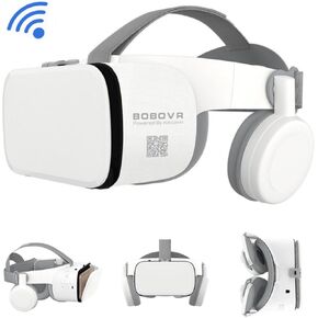 VR Headset, Virtual Reality Glasses for Adults and Kids Play 3D Movies Video Games VR Goggles w/Bluetooth Foldable Headphones Compatible with iPhone 16 15 14 13 12 Pro Samsung Galaxy S22 S21 etc