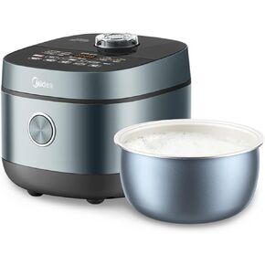 Midea 8 Cups Uncooked Rice Cooker, Non-stick Ceramic Rice Cooker with Celadon Coated Inner Pot, 15 Smart Cooking Programs, 4L, MRD401T2BMB