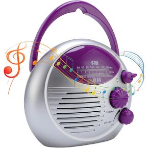 Sanpyl Shower Radio, IPX4 Water Proof Wireless Bathroom Radio Support AM FM, Battery Powered
