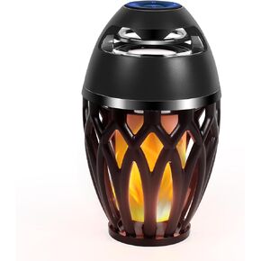 Outdoor Bluetooth Speaker, Portable Stereo Wireless Speaker, Ipx5 Waterproof Design, Bluetooth 5.0 LED Flame Light for Outdoor Party, Camping and Desktop Decoration (Black)