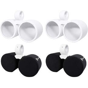 Rockville (2) DMAC80W Dual 8" White Aluminum Wakeboard Tower Speaker Pods+Covers