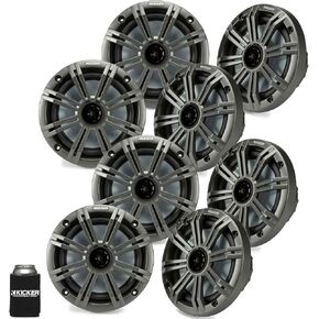 KICKER 6.5" Charcoal Marine Speakers (Qty 8) 4 Pairs of OEM Replacement Speakers