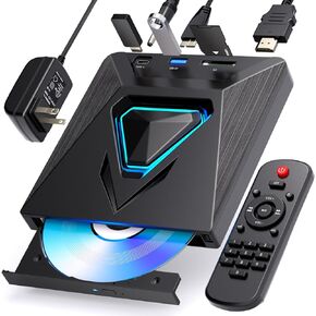 Mini DVD Player HDMI ، 1080p HD Small Compact DVD Player للتلفزيون الذكي مع جميع مشغل CD DVD المجاني ، ومشغل CDD ، وإدخال بطاقة USB/TF ، والتحكم عن بُعد ، ودعم PAL/NTSC (أسود)