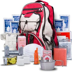 Blue Seventy-Two - Pro Series - Red Deluxe 72 Hour Emergency Backpack Survival Kit for 1 Person | Survival Kit for Wildfires, Earthquake, Tornado, Hurricane, and Other Emergencies