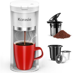 صانع القهوة الفردي النحيف ، و Fast Brew لـ K-Cup & Ground Coffee ، صانع القهوة الصغير ، وأحجام المشروب من 6 إلى 12 أوقية ، وآلة قهوة مع تذكير بالسيد ونافذة الماء ، والأسود