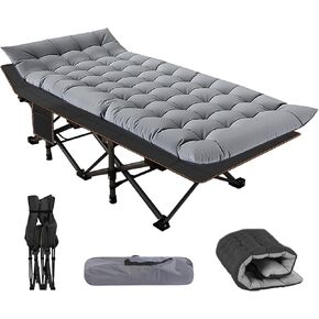 NAIZEA Folding Camping Cots for Adults, Folding Cot with Mattress Camping Bed Camp Cot Portable Military Cot, Double Layer Oxford Strong Heavy Duty Sleeping Cots with Carry Bag for Camp Office Use