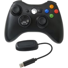 2023 New 2.4GHz Wireless Game Controller Support for Xbox 360/Xbox 360 Slim/Xbox 360 E/PC/, Gamepad Joystick with the Ergonomic Curve Design Enables Comfort and Endless Gameplay - Black